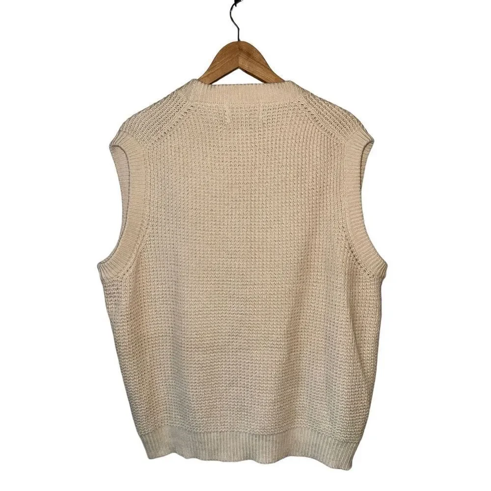 Vintage 90’s Silk Blend Oversized Cream Knit Vest